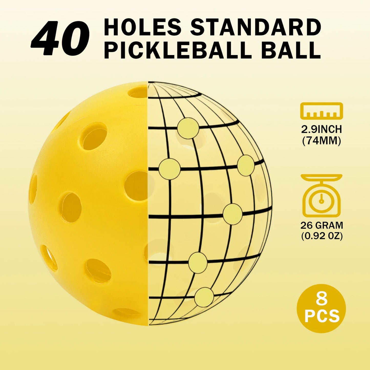 40-Hole Pickleball Balls Durable Training Set
