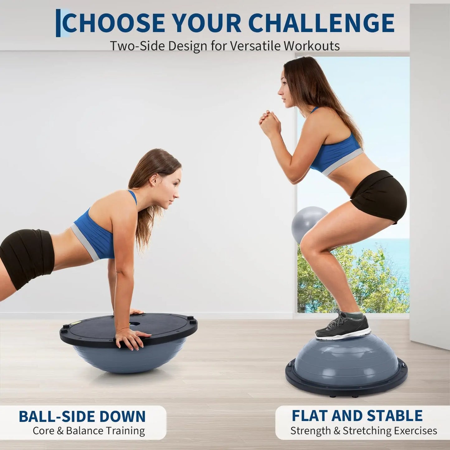 Yoga Balance Ball Half Exercise Ball With Non Slip Base