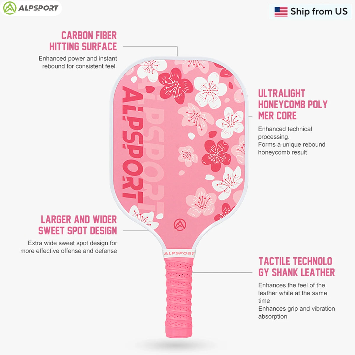 ALPSPORT Sakura USAPA Pickleball Paddle T700 Pro Training Set