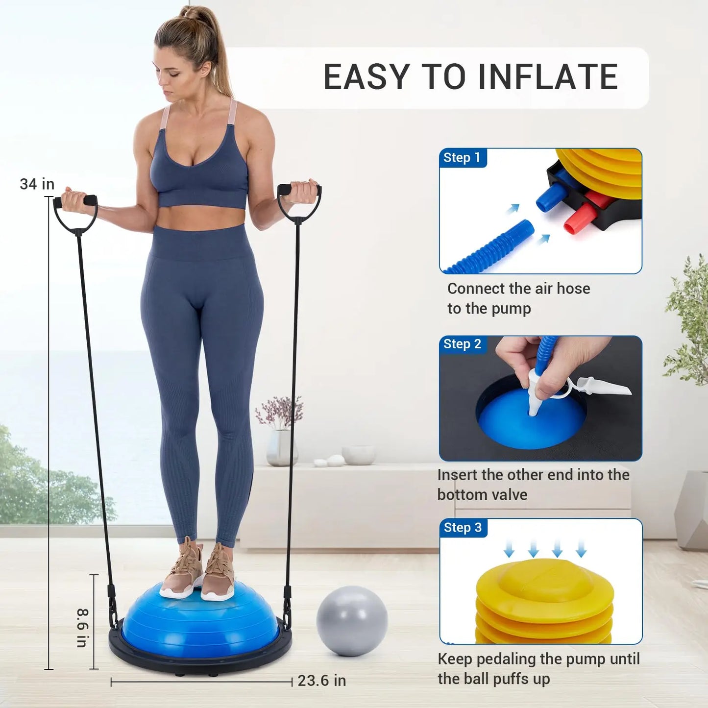 Yoga Balance Ball Half Exercise Ball With Non Slip Base